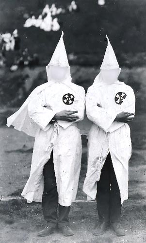 Two KKK members from the Barnesboro area (which could include Heilwood) sometime in the 1920s. There appear to be more members in the background.