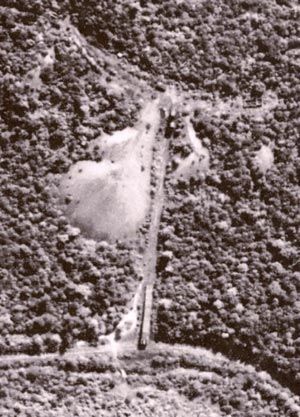 An aerial view of the abandoned #7 Mine complex, circa 1937