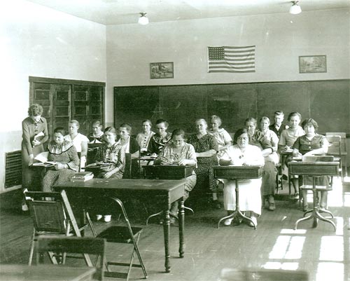 Naturalization class held in the Heilwood High School, circa 1939.