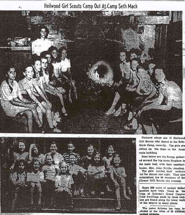 Heilwood Girl Scouts at Camp Seph Mack, July 1948