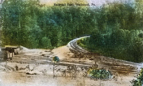 The tracks headed to the left serviced Mine #1, and the tracks curving towards the top serviced Mines # 2-3-4-5 (circa 1906).