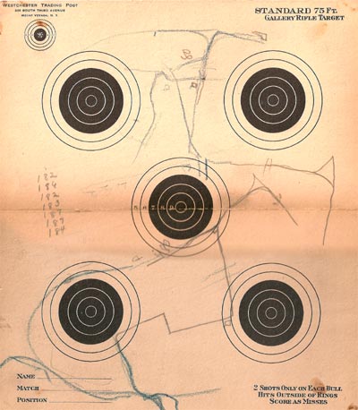 Actual target used for a Heilwood Rifle Club match against Rossiter on February 19, 1937.