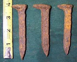 Spikes from the Mine #7 incline plane / main haulage track (found Summer 2010)
