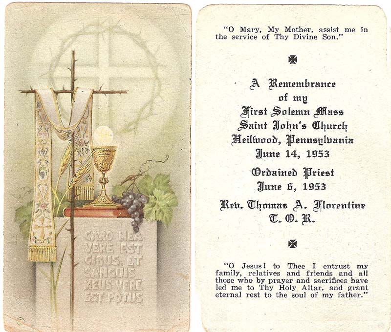 First Solemn Mass of Rev. Thomas Florentine, former resident of Heilwood, 1953