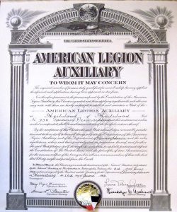 Heilwood American Legion Auxiliary Charter 1949