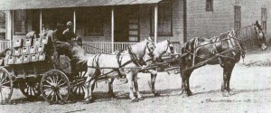 Beer wagon outside the first Heilwood Company Store, which had been converted to a restaurant.