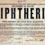 Diphtheria notice posted on an affected Heilwood home in 1939